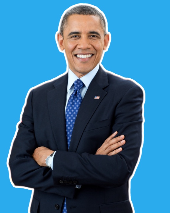 A Telegram sticker made with PhotoCut Studio: a person cut out with a white outline over a blue background.