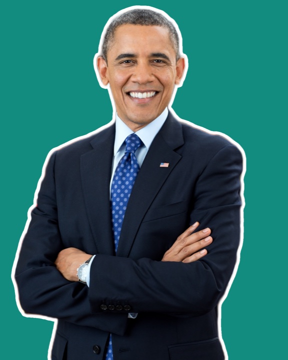 A sticker made with PhotoCut Studio: a person cut out with a white outline over a green chat background.